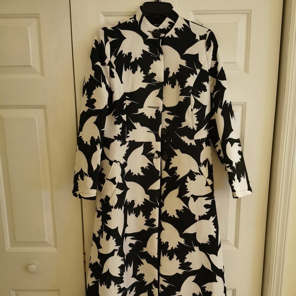 Long patterned trench coat